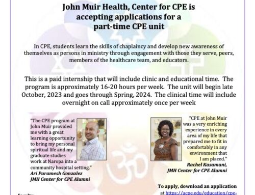 John Muir announces Part-Time CPE Opportunity